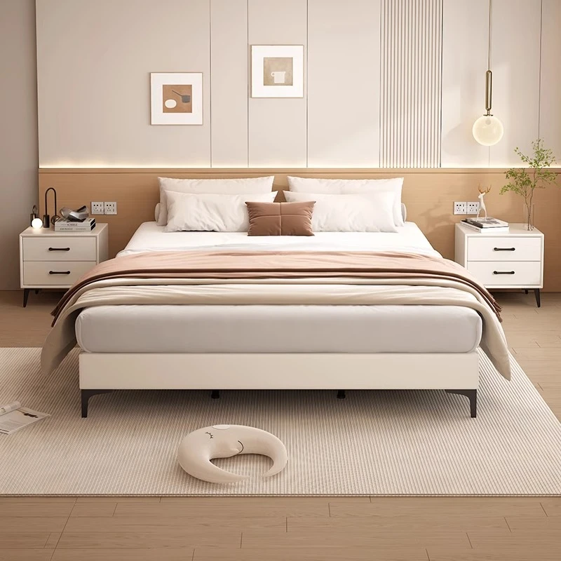 HS823#无床头榻榻米风格极简主卧大床储物双人床，婚床主卧大床