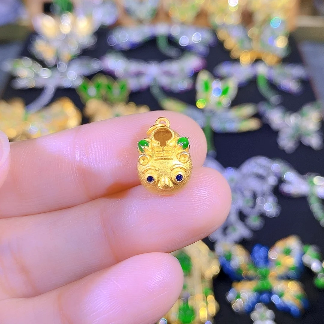 吊坠(不含链)银S925镶嵌翡翠