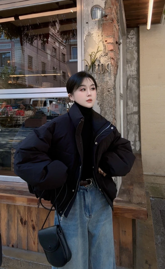 【绵绵奶冻】冬季新款立领韩版超好看宽松加厚短款面包羽绒服