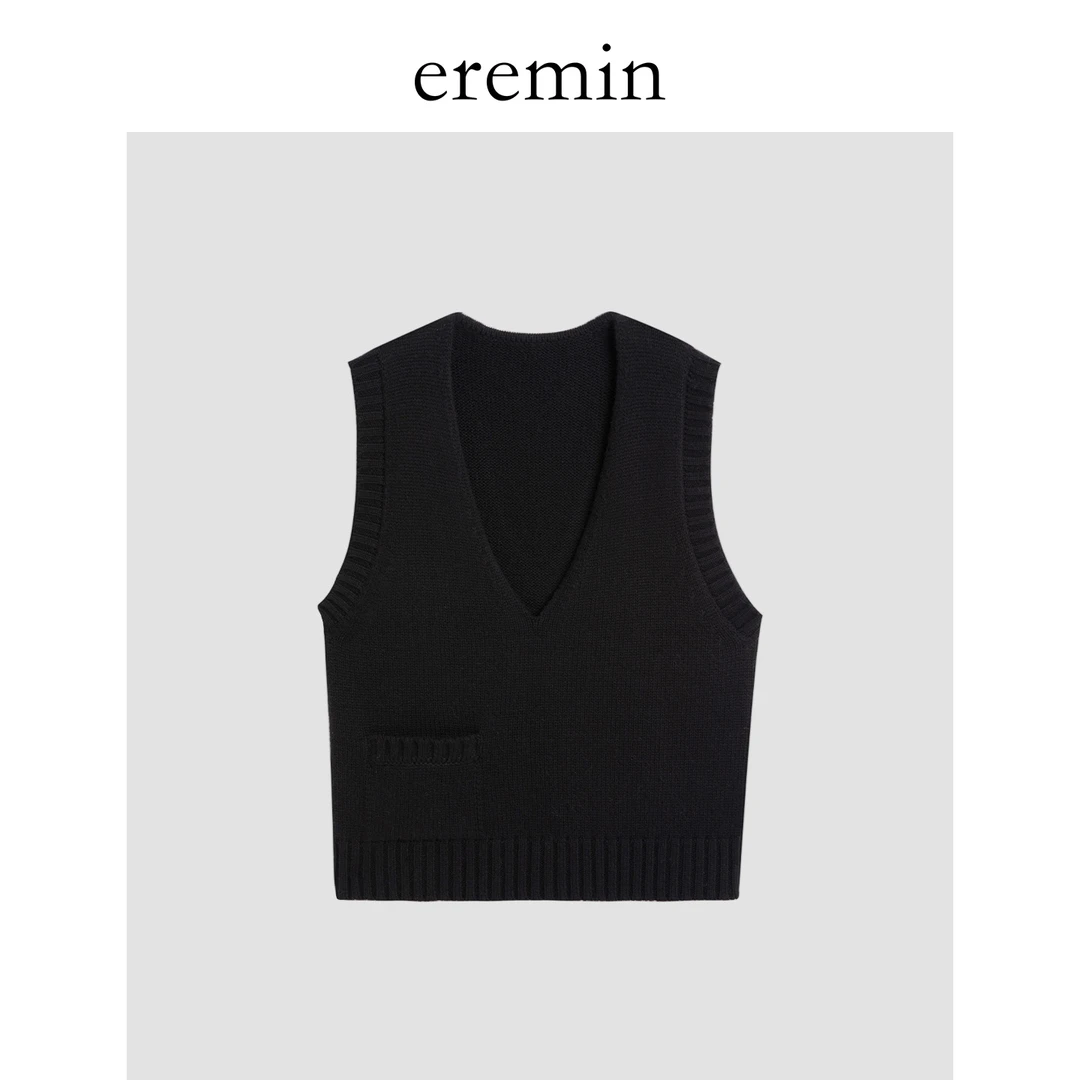 深V马甲/秋冬叠穿羊毛混纺简约休闲针织背心