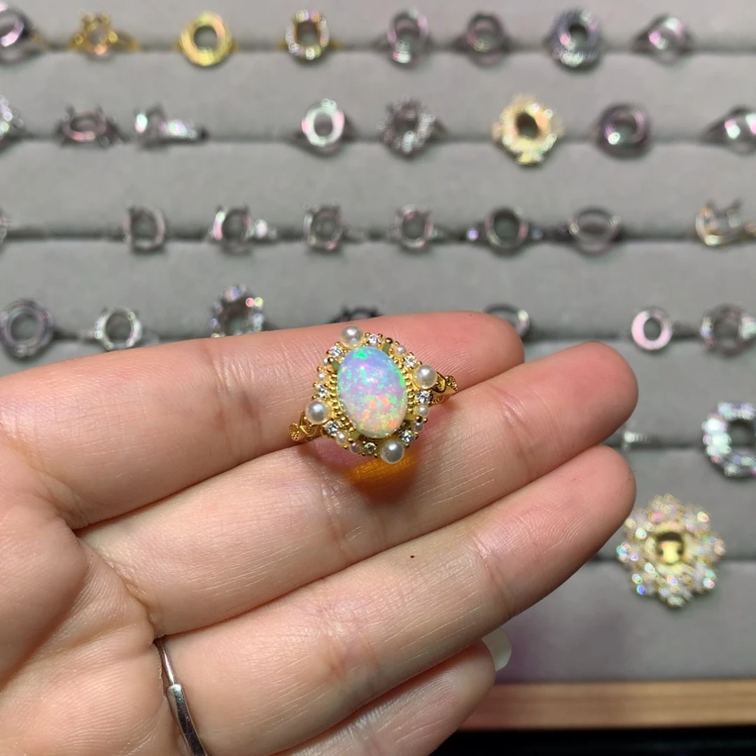 欧泊戒指款式银S925镶嵌梨*?