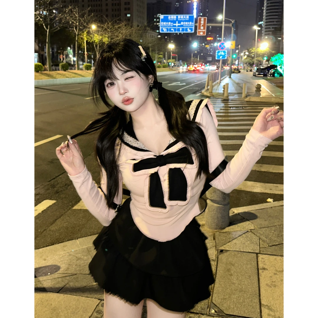 MengFairy清清【柏林胶片】纯欲甜美针织长袖收腰上衣4944欧若风