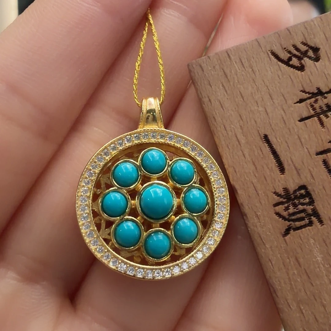 绿松石银S925镶嵌颈饰