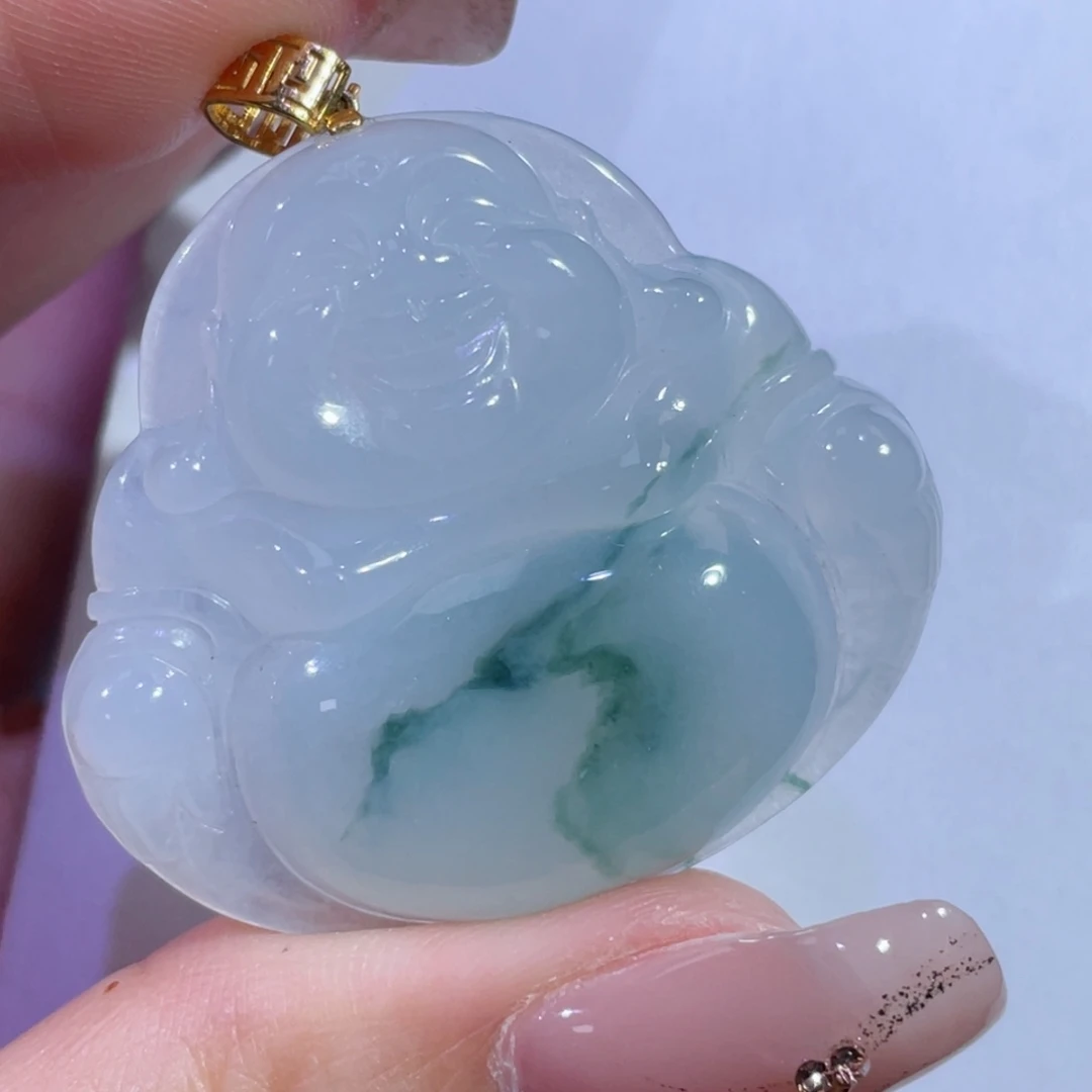翡翠颈饰18K金镶嵌佛公