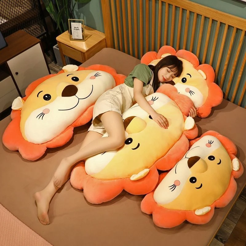 高颜值开心狮子床头ins风爆款超萌毛绒玩具可爱床头抱枕