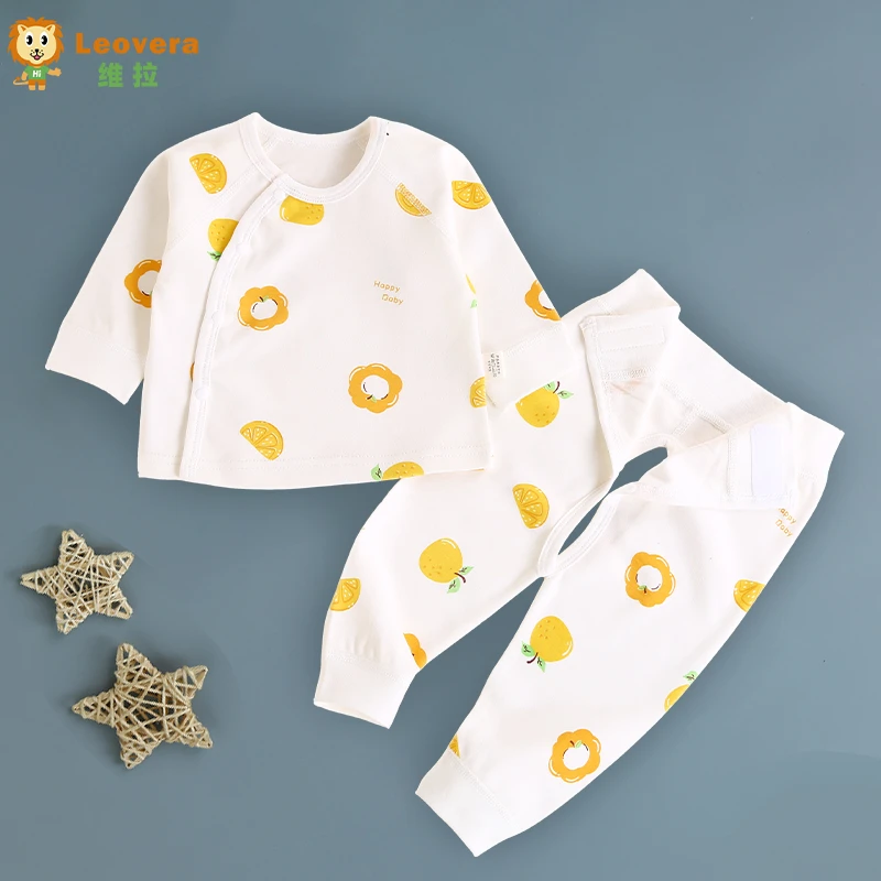 新生婴儿春秋冬季纯棉居家打底外穿分体秋衣秋裤套装初生宝宝保暖