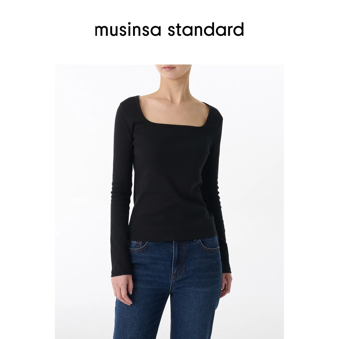 musinsa standard25秋季女士修身方领舒适百搭长袖T恤MWDTL812