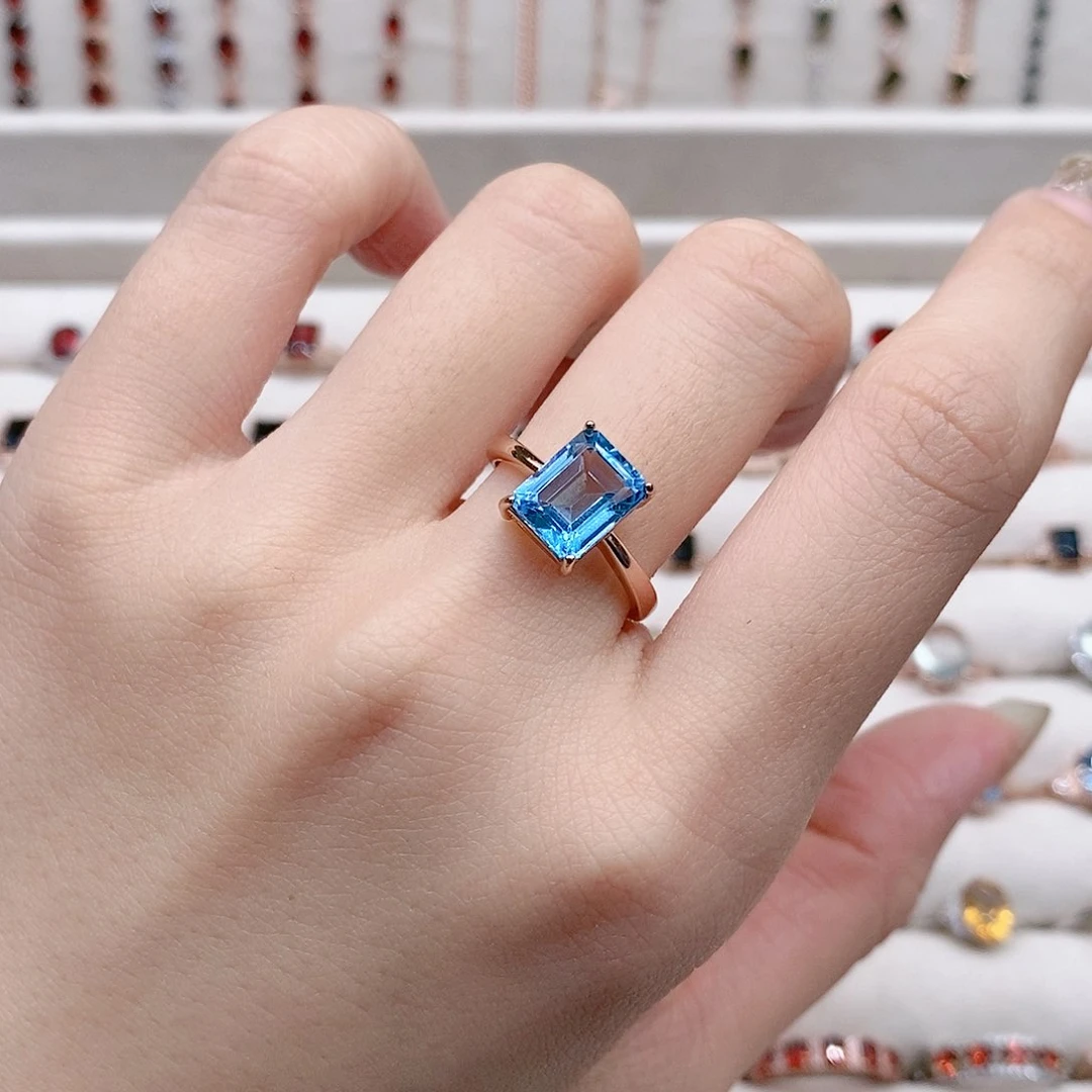 托帕石戒指银S925镶嵌开口