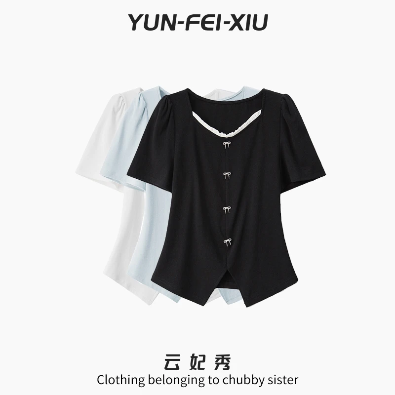 云妃秀大码女装T恤时尚休闲微胖显瘦宽松百搭气质减龄上衣夏64373