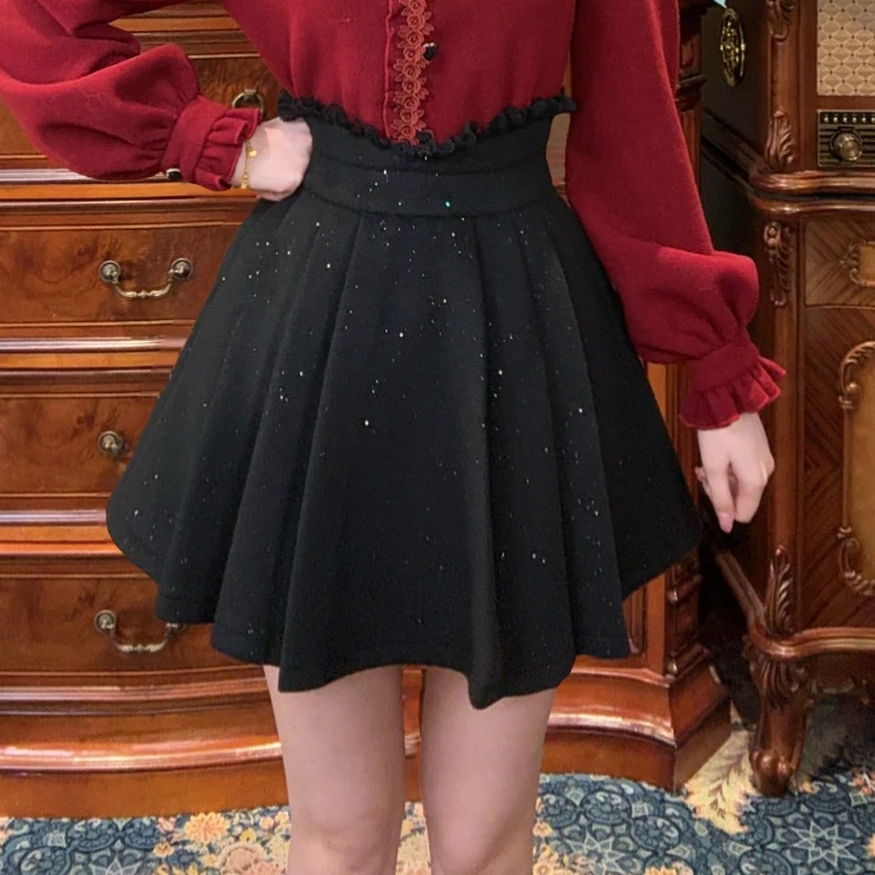 【一生罗曼】法式秋冬高腰百搭显瘦百褶裙短裙半身裙B1414