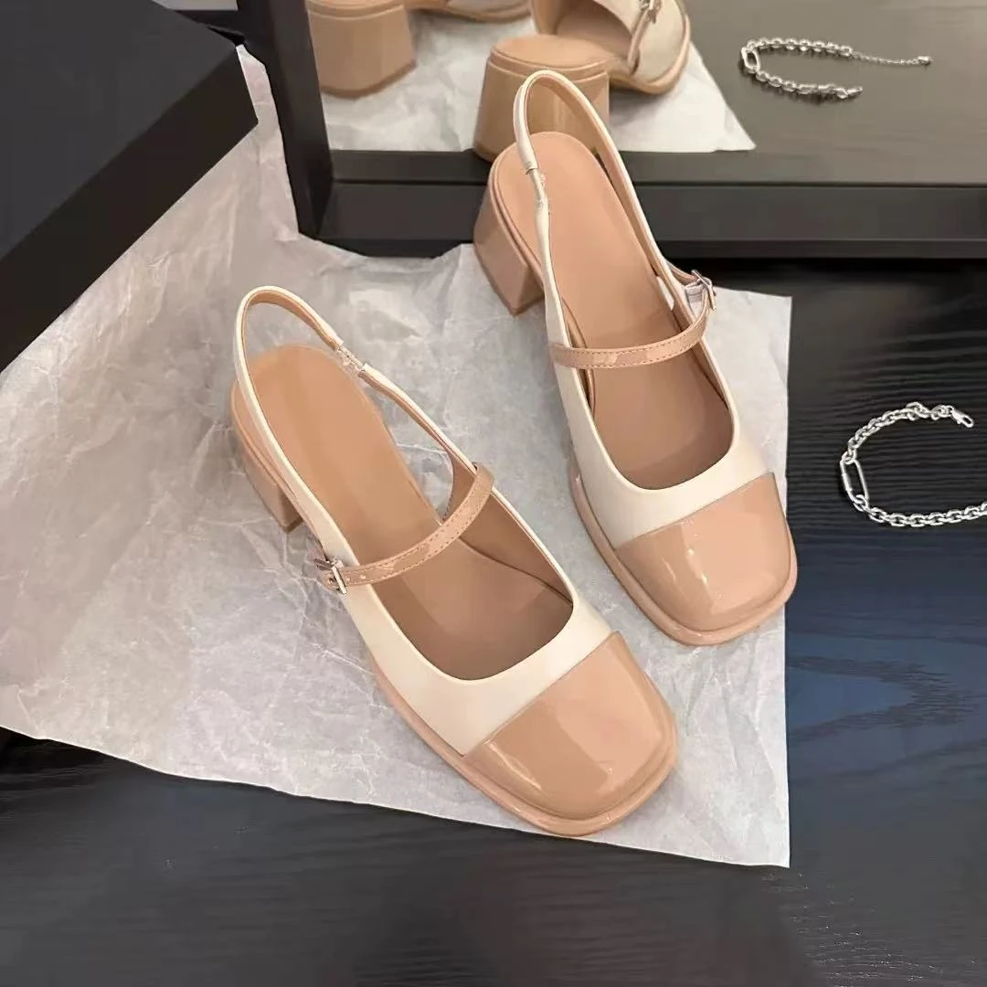 039 以直播间实物为准！新款玛丽珍单鞋女浅口一字式扣带法式凉鞋