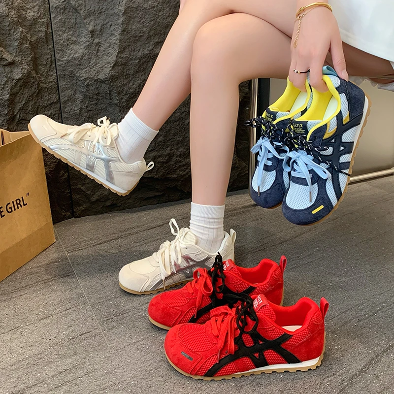 爆款网面超火德训鞋女2025夏季新款百搭阿甘鞋平底透气运动板鞋女
