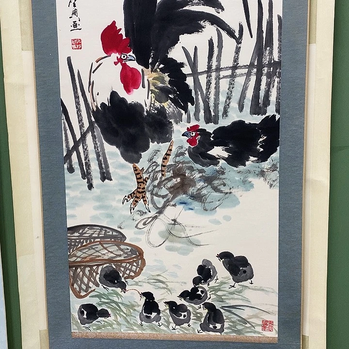 竖款精品国画作品轴