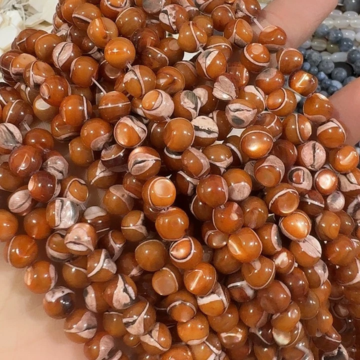 玛瑙/玉髓合金珠宝半成品2条金棕色随形相思豆