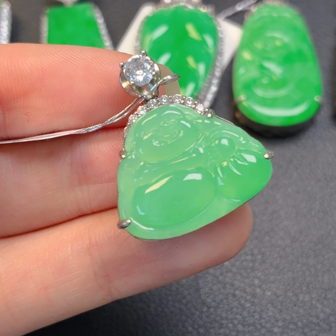 翡翠银S925镶嵌吊坠(不含链)