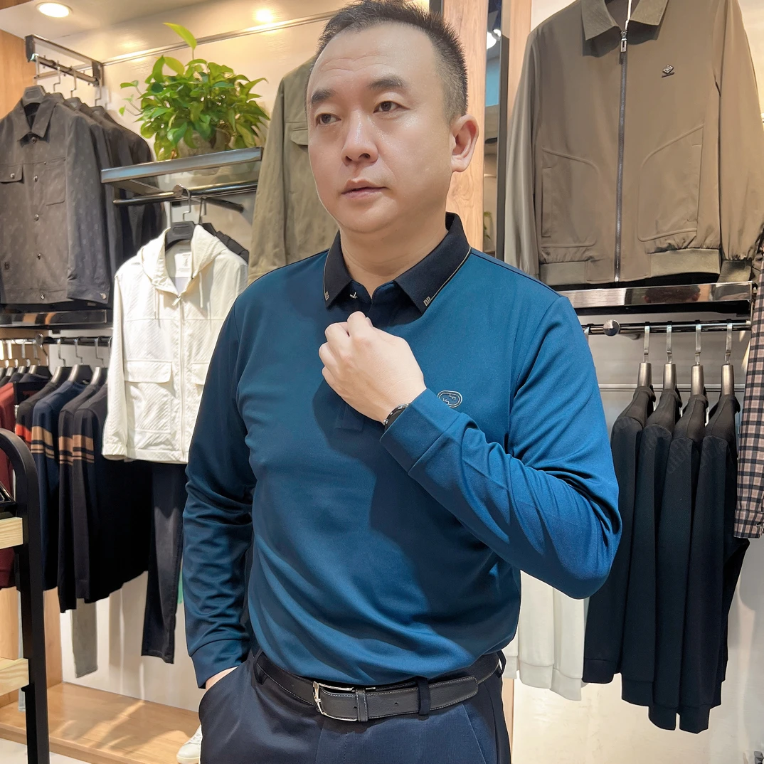 绅朗商务休闲长袖翻领T恤