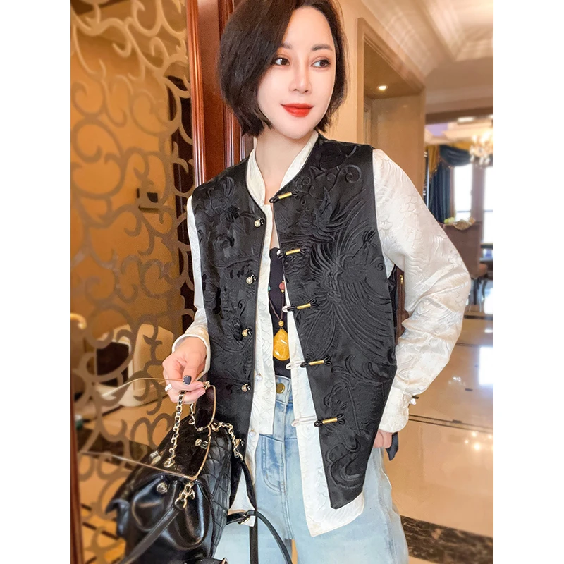 新中式复古重工刺绣国风无袖马甲坎肩女25011622