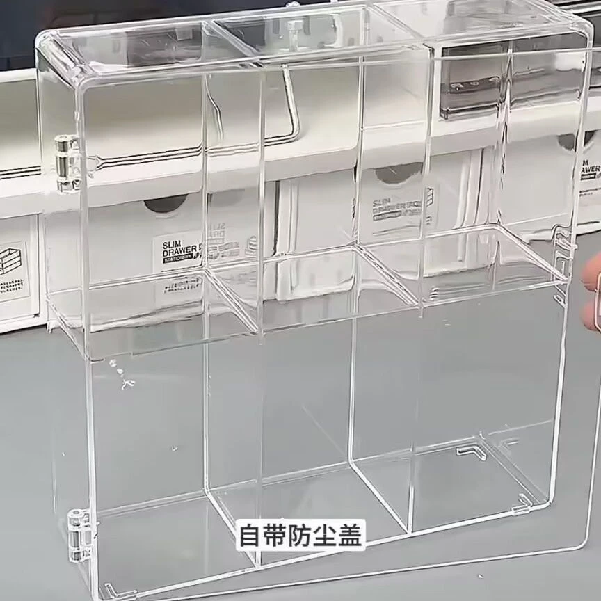 ins风透明展示架收纳架周边谷子徽章吧唧收纳盒带盖防尘学生桌面