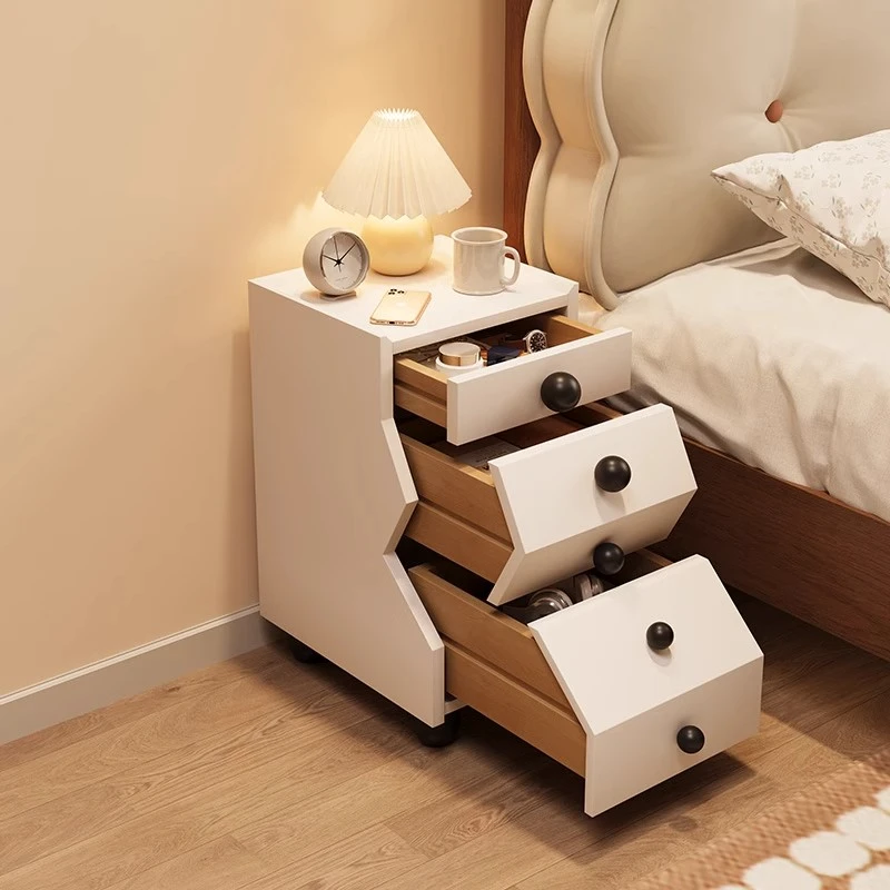 白色床头柜简约现代小柜子床边储物柜窄款全实木奶油风法式侧边柜