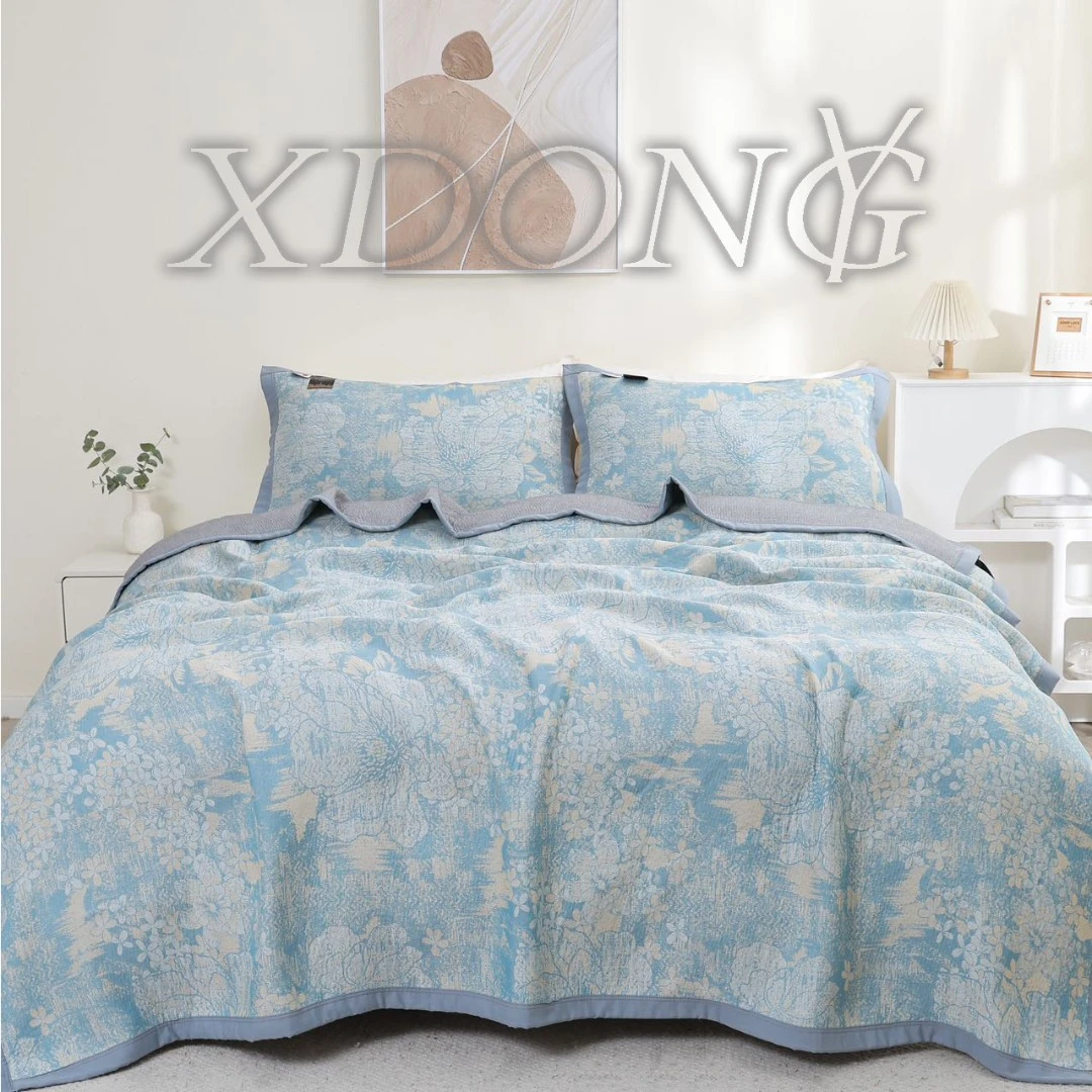 XDONGY（冬云家纺）200*230 繁花蓝色 床盖三件套