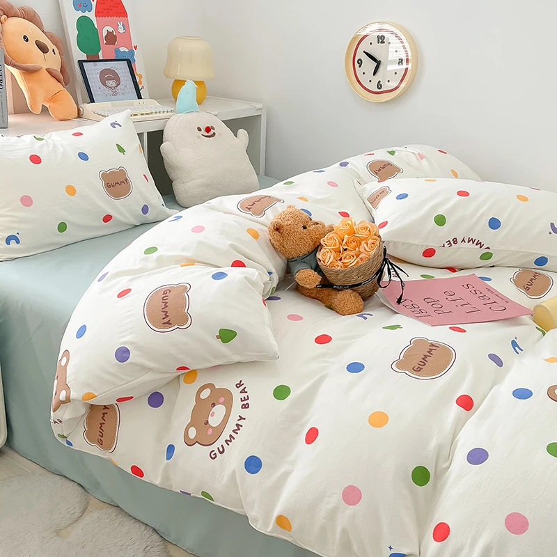 A类水洗棉印花小清新被套200x230cm炫彩熊001