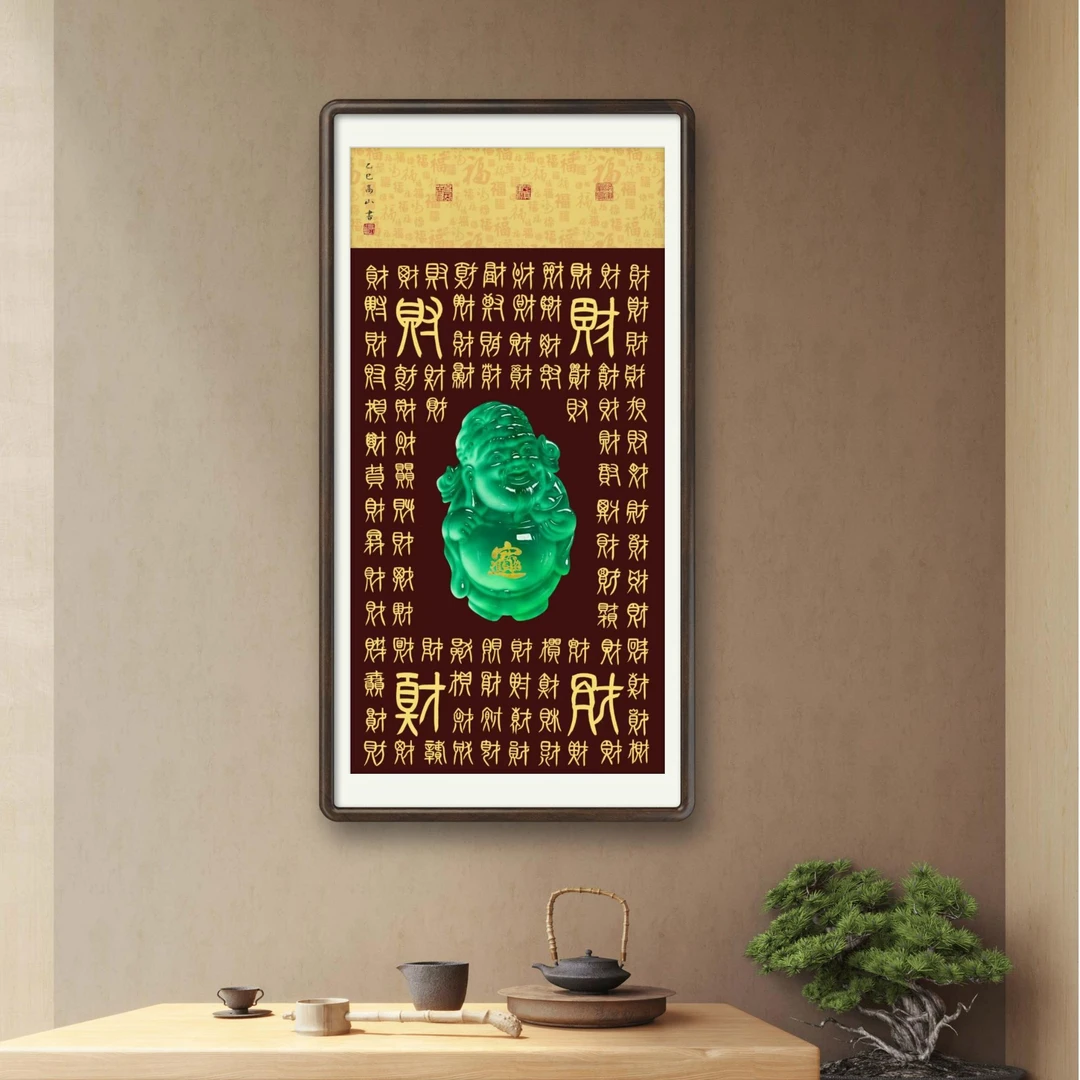 高山原创书法红色百财图 无框