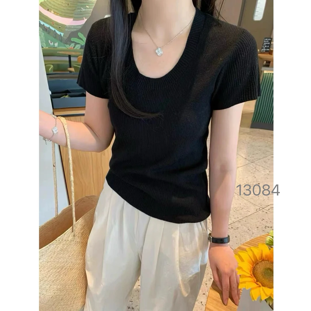 13084（部分无水洗唛，介意慎拍）SANFAN新款小U领短袖