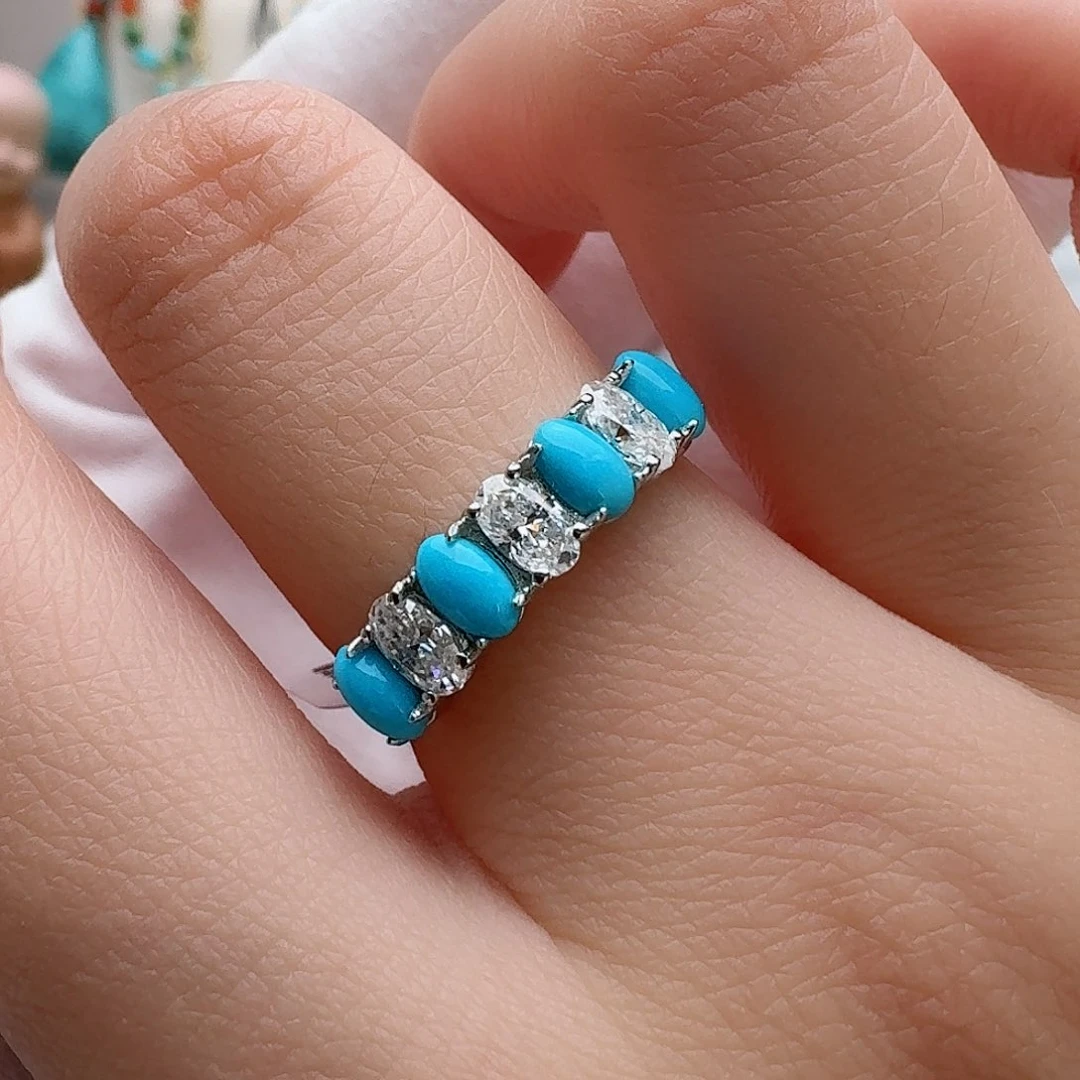 绿松石珠宝奇石银S925镶嵌