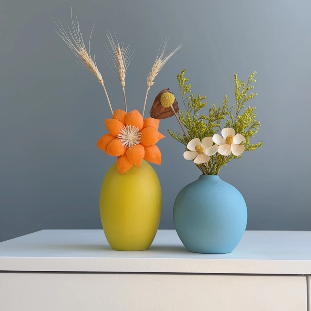 摆件陶瓷小花瓶摆件含花总高约20-30cm