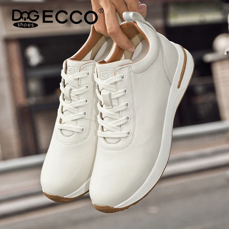 DQGECCO爱步特伦春季男鞋内增高时尚真皮轻便白色皮鞋男透气男鞋