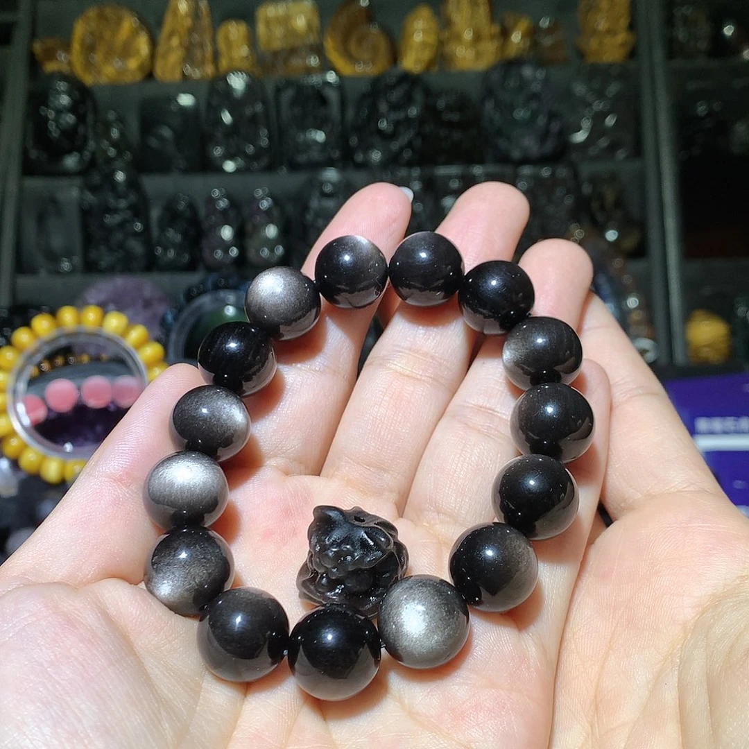 黑曜岩手链未镶嵌奶***人定制