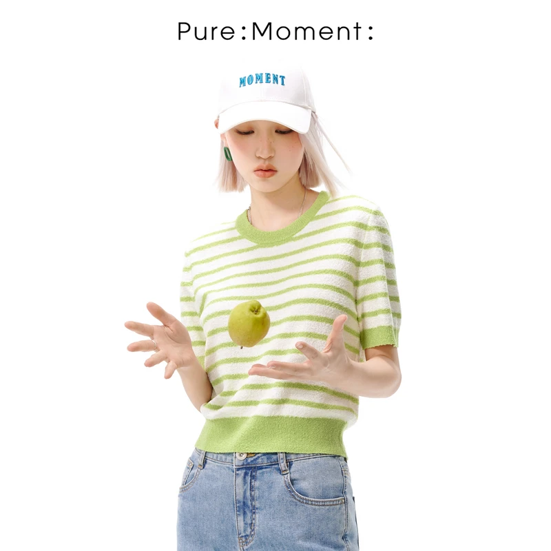 小麦檬Pure:Moment:活力浅绿毛针织衫商场同款春夏装4E5131741