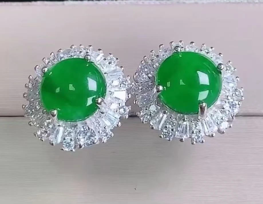 天然翡翠a货耳钉