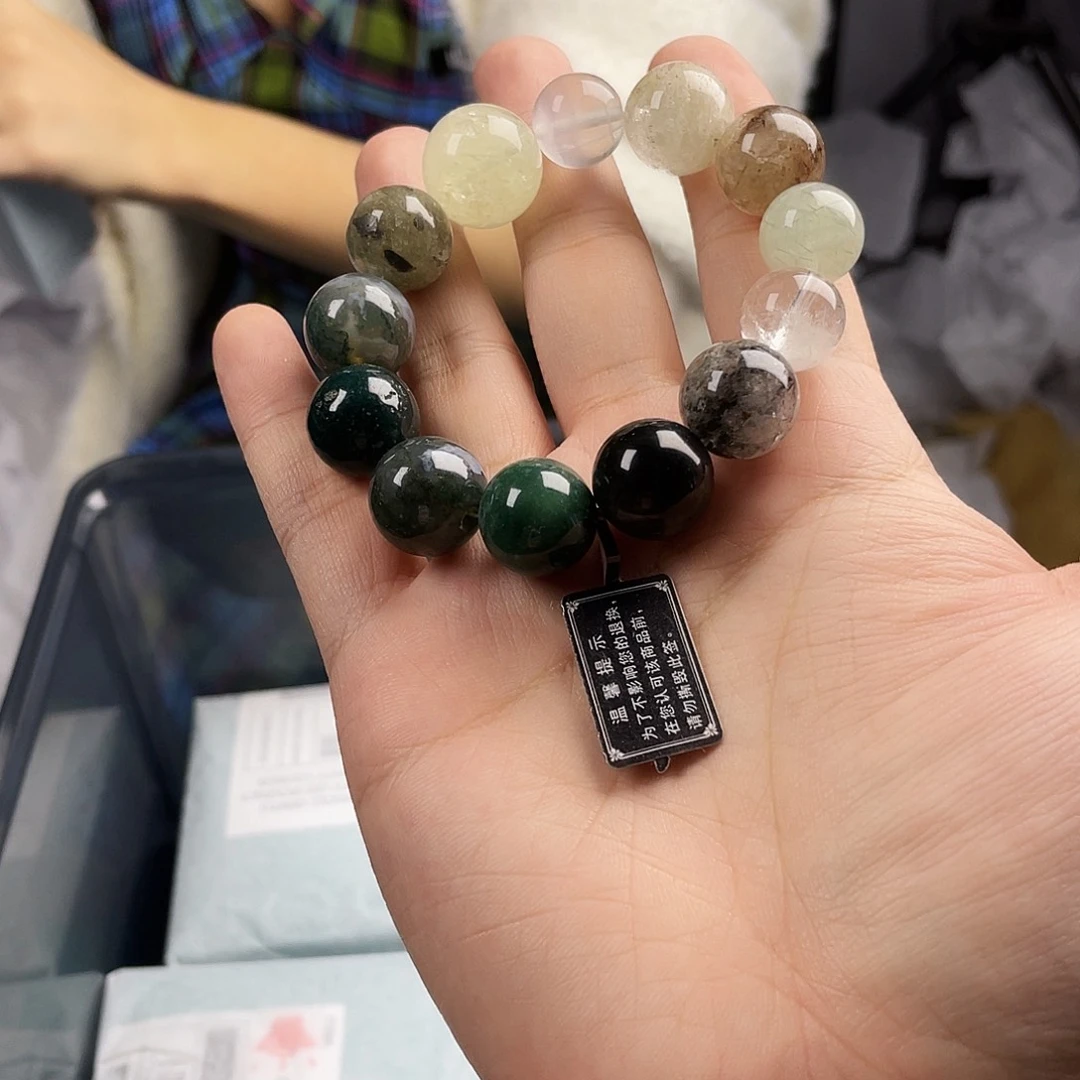 水晶银S925镀金镶嵌手串