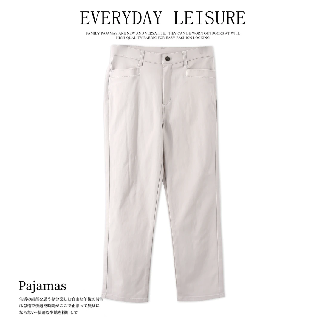 春夏款女士休闲裤透气直筒裤松紧腰长裤01413宽松舒适时尚