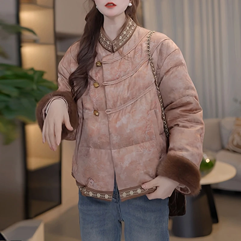 拼色设计感长袖棉服女2026冬季新款洋气轻薄潮流显瘦百搭通勤外套