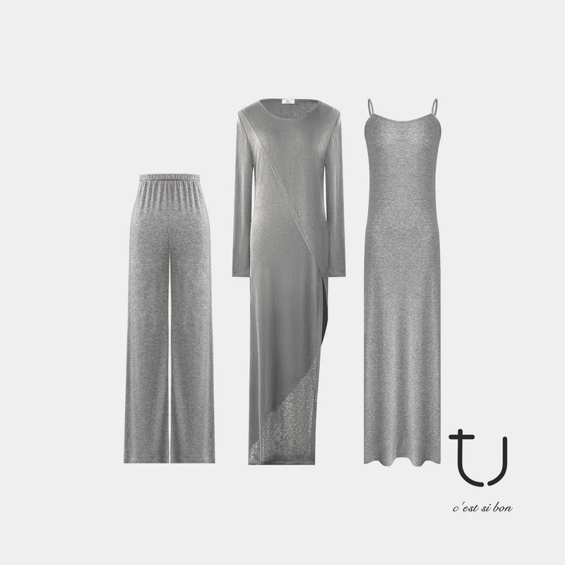 TU女装 柔软亲肤莱赛尔羊绒2025年秋新松弛上衣休闲裤吊带裙套装