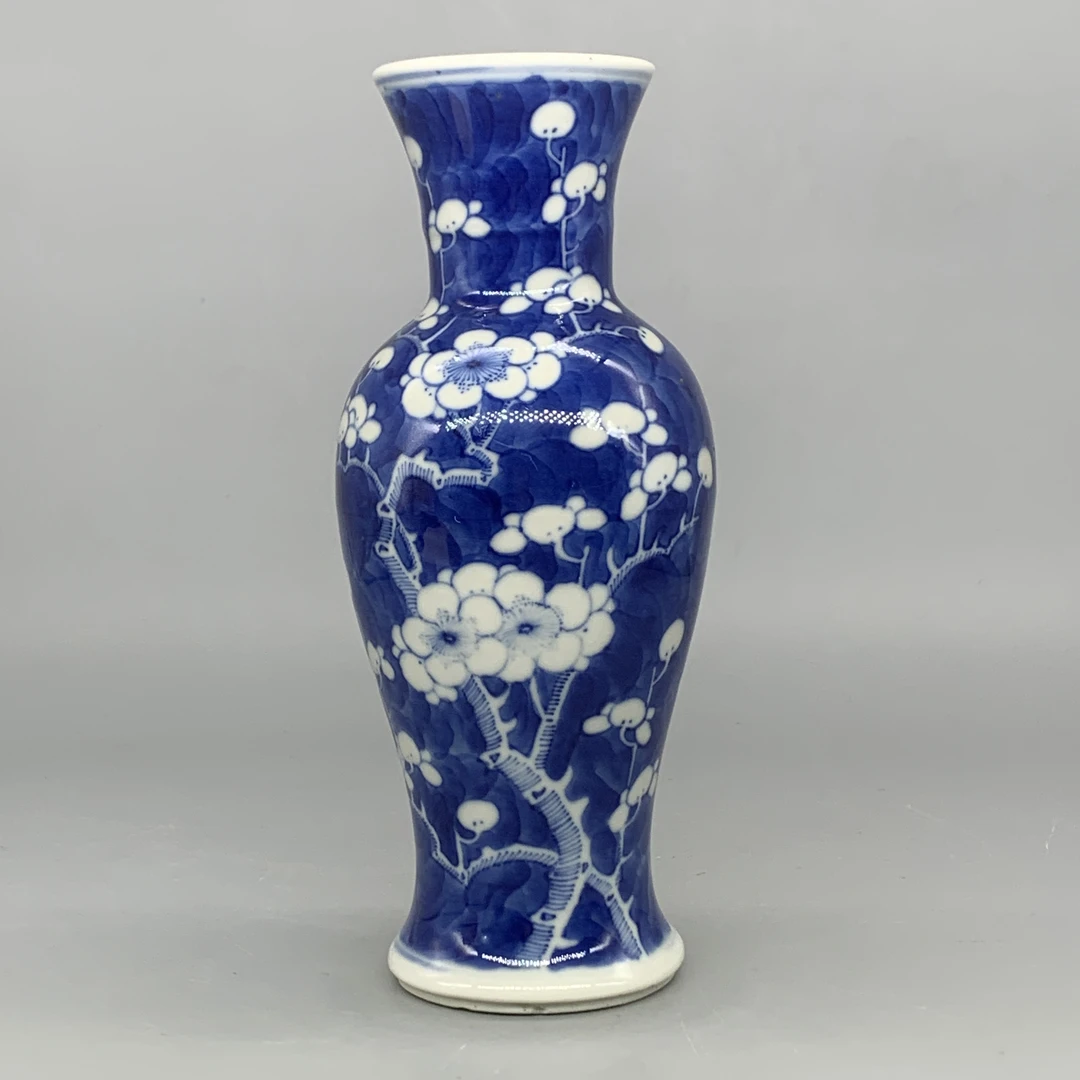 62512017*清光绪青花冰梅纹观音瓶/瓷器六/江苏省文物总店/Y