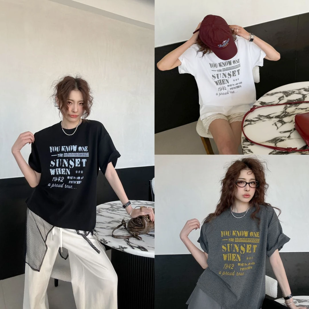 帽之都涂鸦印花字母圆领短袖T恤2126