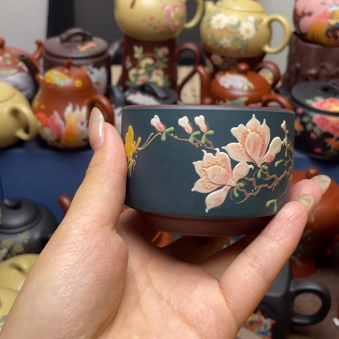 紫泥茶杯紫砂主人杯130c