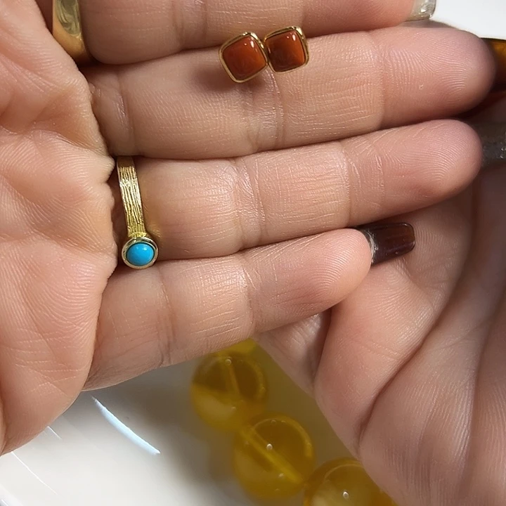 南红玛瑙合金耳饰精工制作南红小方糖