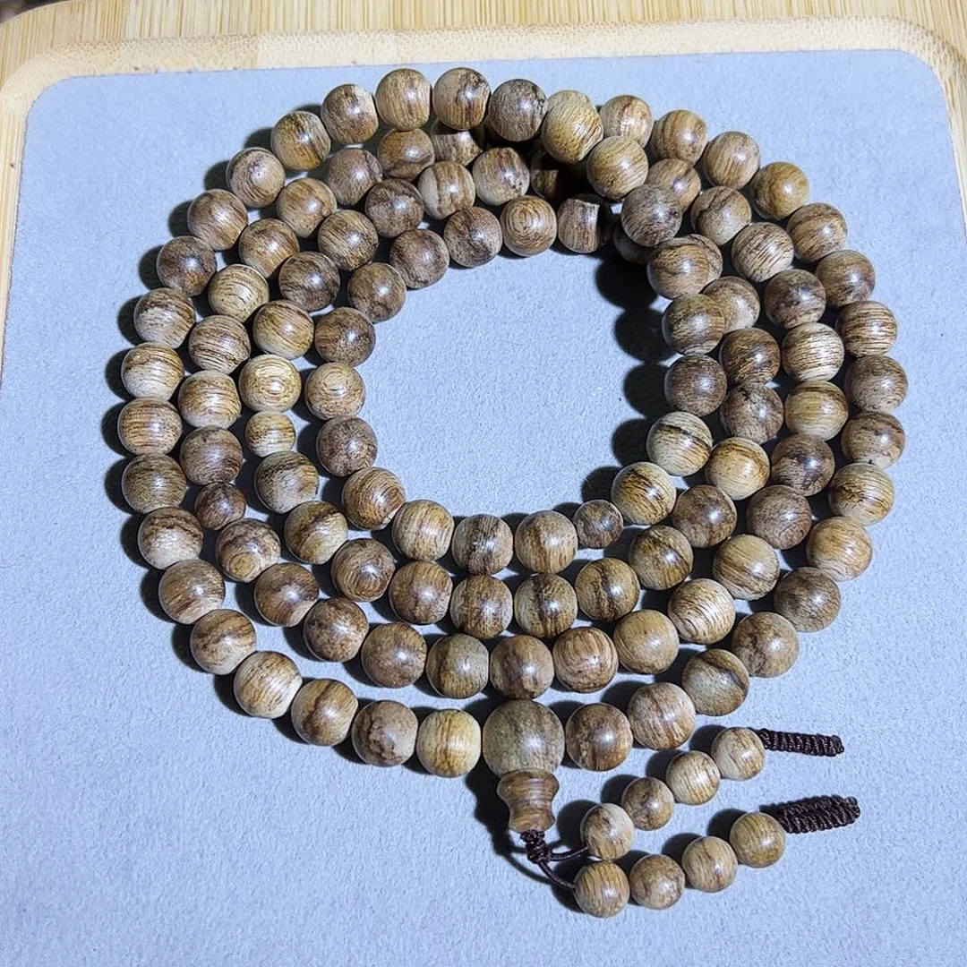 沉香手串天然达拉干虎斑纹老料0.9单圈 奶香透凉 味道控