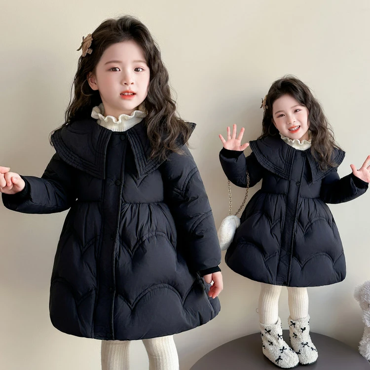 女童50绒羽绒服冬装2025新款儿童白鸭绒外套女宝宝洋气保暖中长款