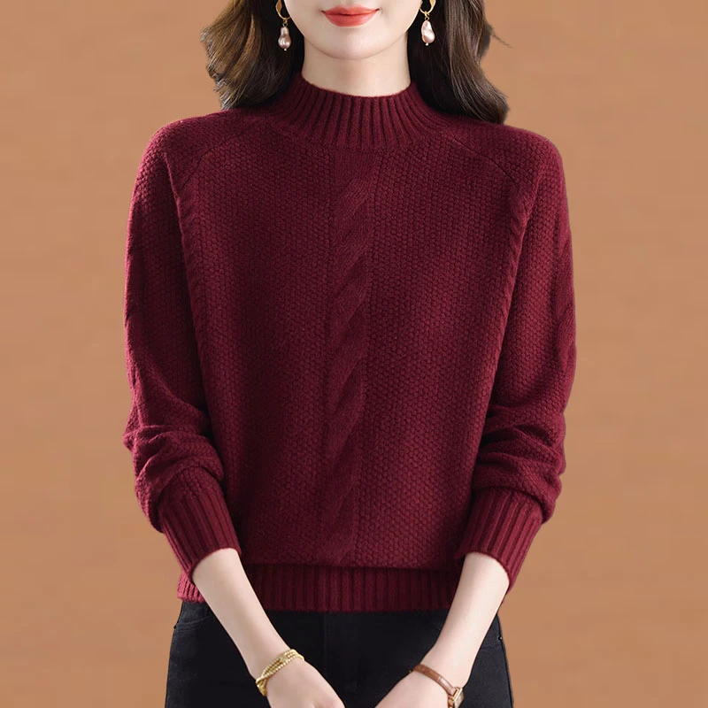 半高领毛衣女冬季加厚2025新款宽松洋气减龄内搭妈妈装针织打底衫