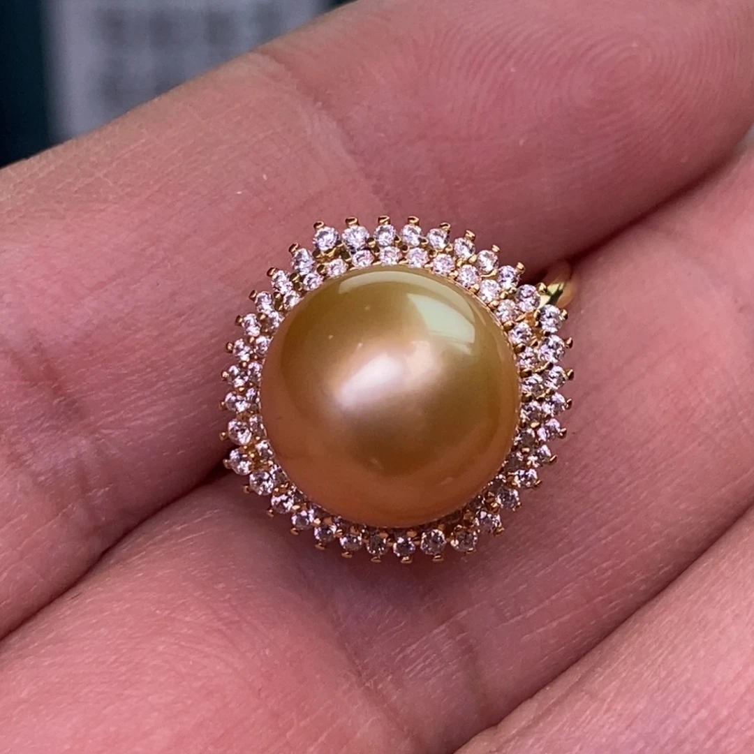 银S925镶嵌戒指海水珍珠