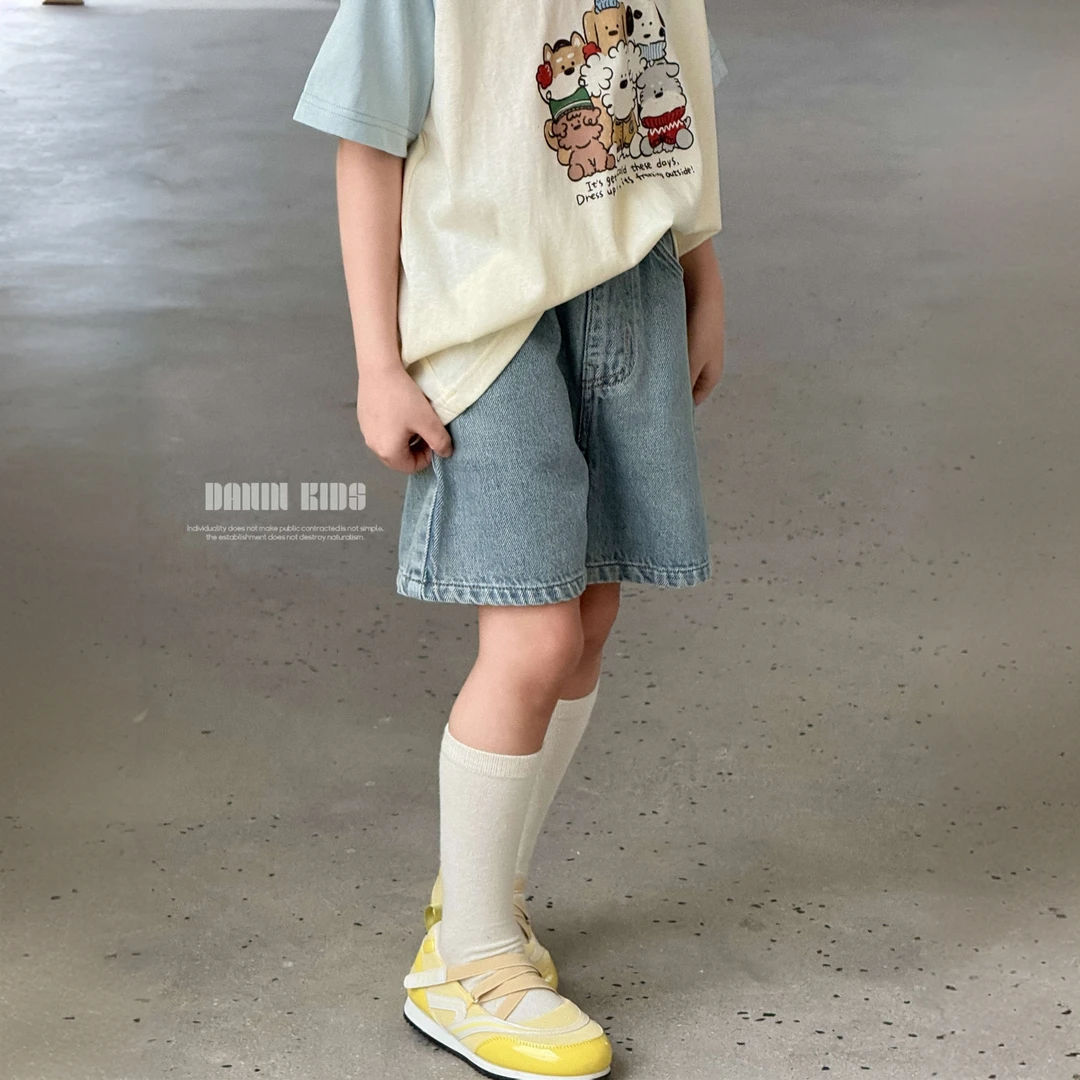 【嗒囜】线下专柜工艺 40支精梳牛仔棉 女童25夏装水洗五分牛仔短裤