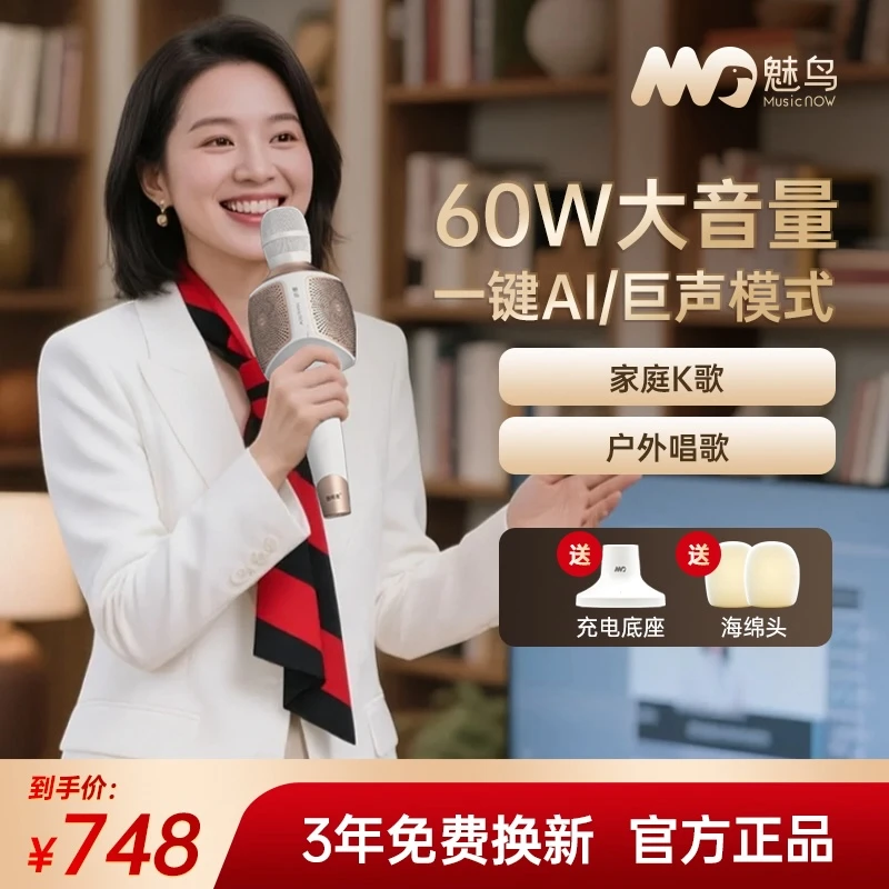魅鸟巨声音响麦旗舰版音箱话筒声卡一体机唱歌无线手持K歌麦克风