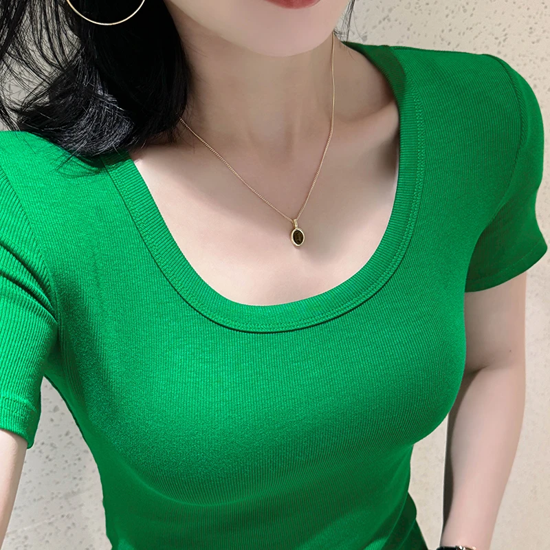 莫代尔新款夏季新款毕业季修身螺纹红色纯色弹力网红洋气炸街女装