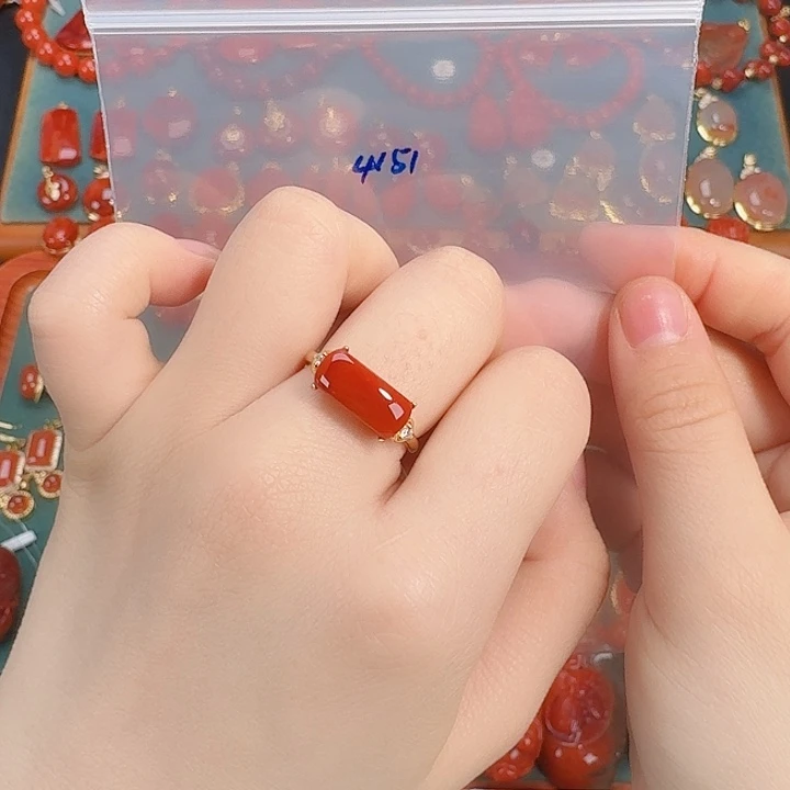 南红玛瑙银S925镶嵌戒指
