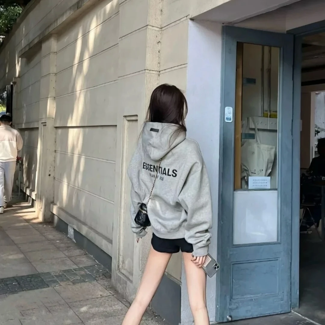 22FW ESSENTIALS 经典款植绒logo抓绒连帽卫衣休闲美式